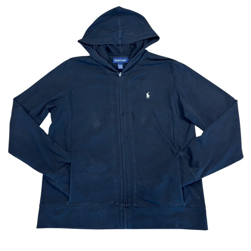 Polo Ralph Lauren Full Zip Hoodie Women's M Black Cozycore Clean Girl